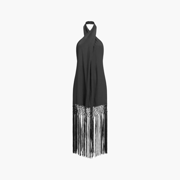 Capri Fringed Open Back Halter Midi Dress - Picture 3 of 4